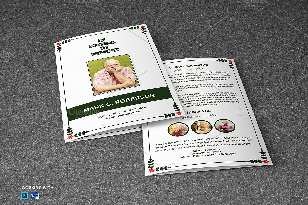 Funeral Program Template Printable, a Brochure Template by Madhabi Studio (Photo 5 of 5)