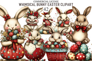 Whimsical Bunny Easter Clipart, an Animal Illustration by designcity5