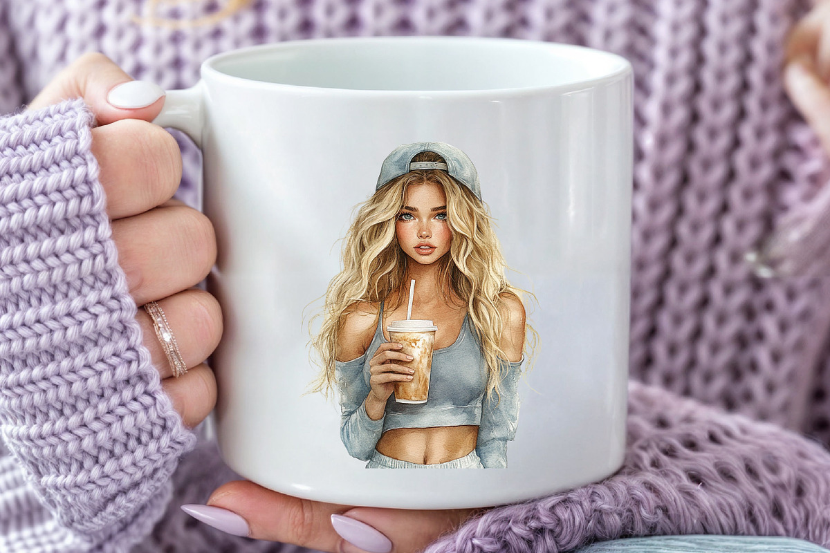 American Girls with coffee clipart, an Illustration by Rose Art (Photo 7 of 7)