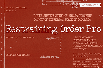 Restraining Order Pro, a Font by Astigmatic