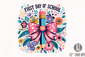 First Day of School Bow Pencil PNG, an Illustration by Designking