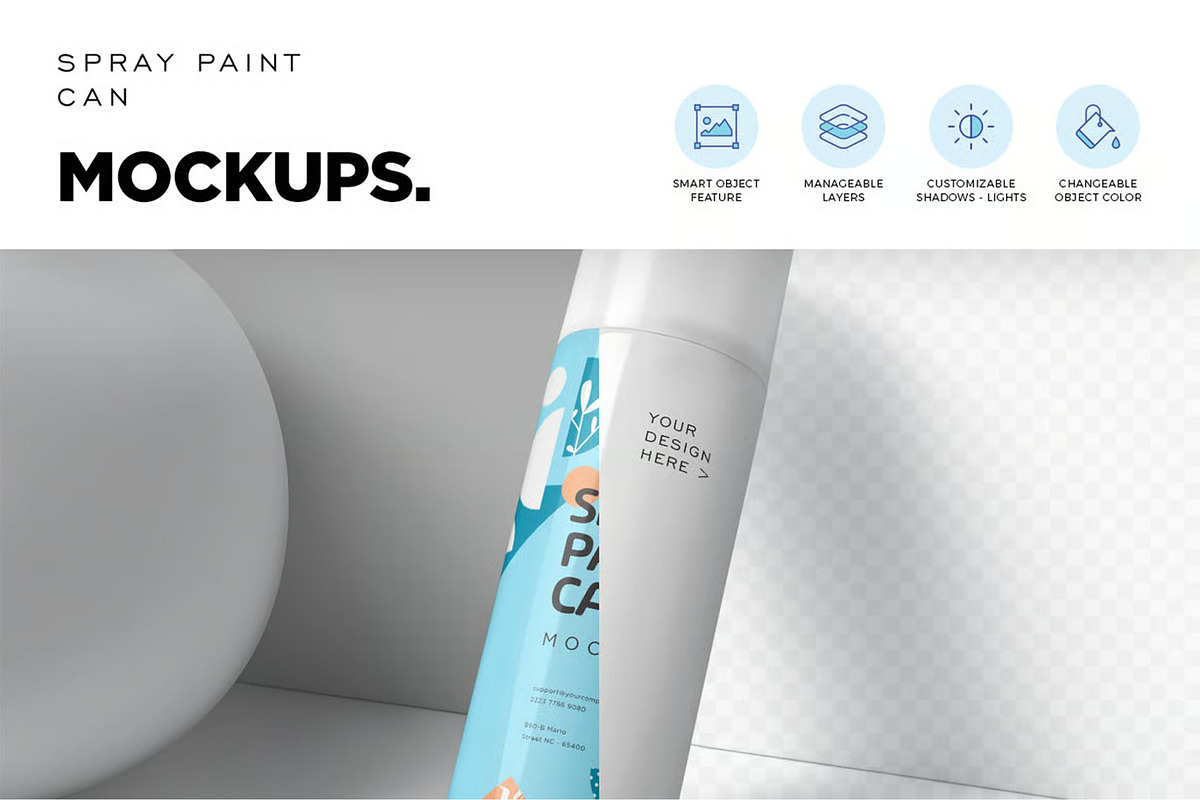 Spray Paint Can Mockups, a Product Mockup by megostudi0 (Photo 2 of 6)