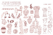Ancient Greek Illustrations in Pink, an Illustration by Putnam Road Art (Thumbnail 2 of 3)