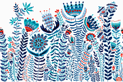 Blue Folk Art Garden, a Pattern Graphic by Arie Clares (Thumbnail 4 of 13)