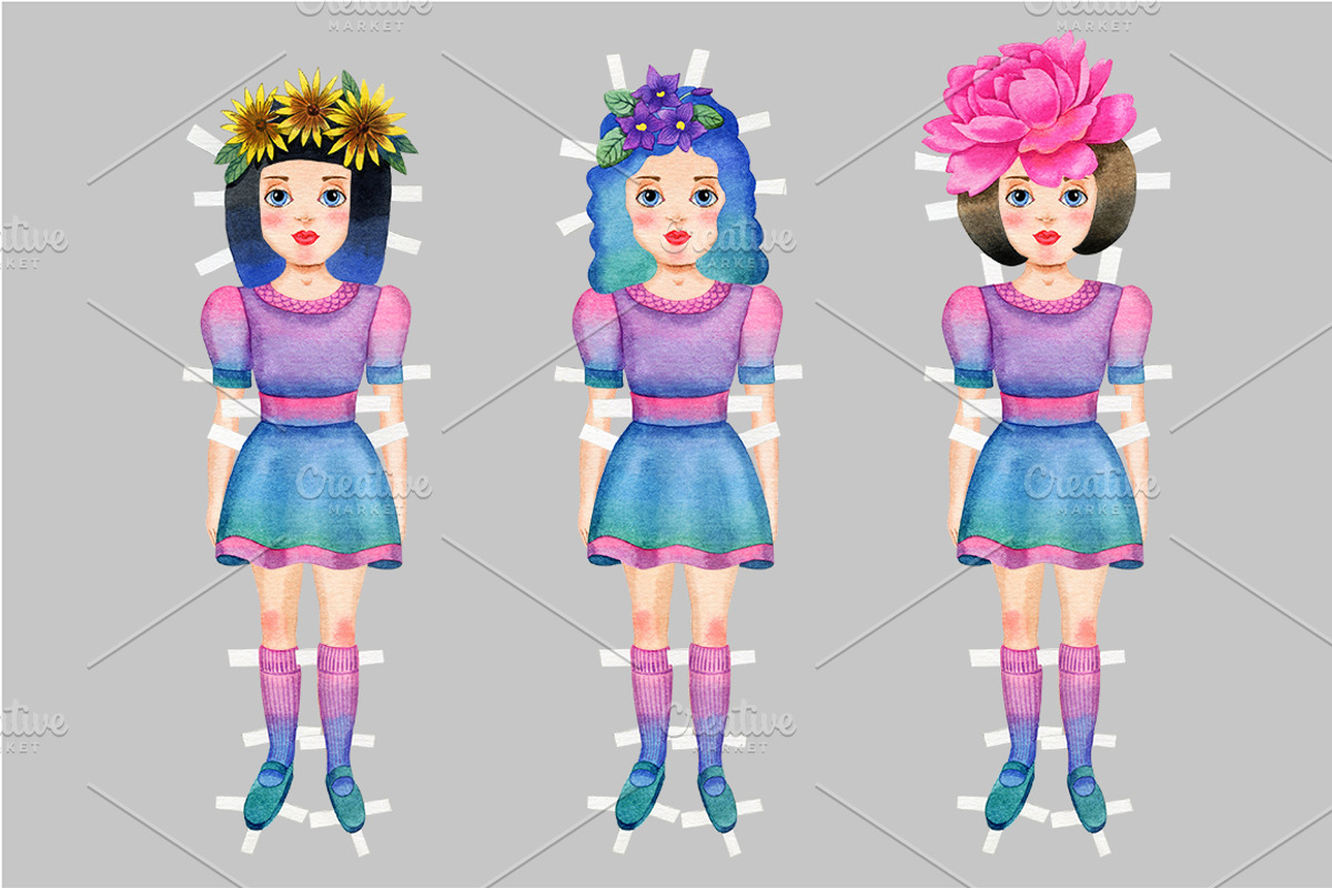 Paper doll, an Illustration by Watercolor life (Photo 3 of 4)