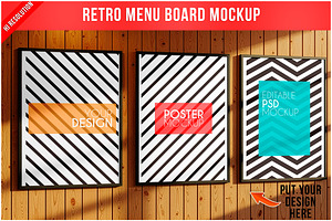 Retro Menu Board PSD, a Product Mockup by Bruno's Shop
