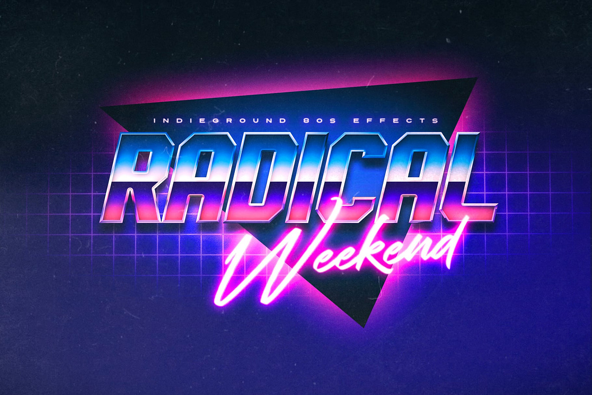 80s Text Effects Complete Bundle, a Layer Style Add-On by Indieground Design Inc. (Photo 13 of 31)