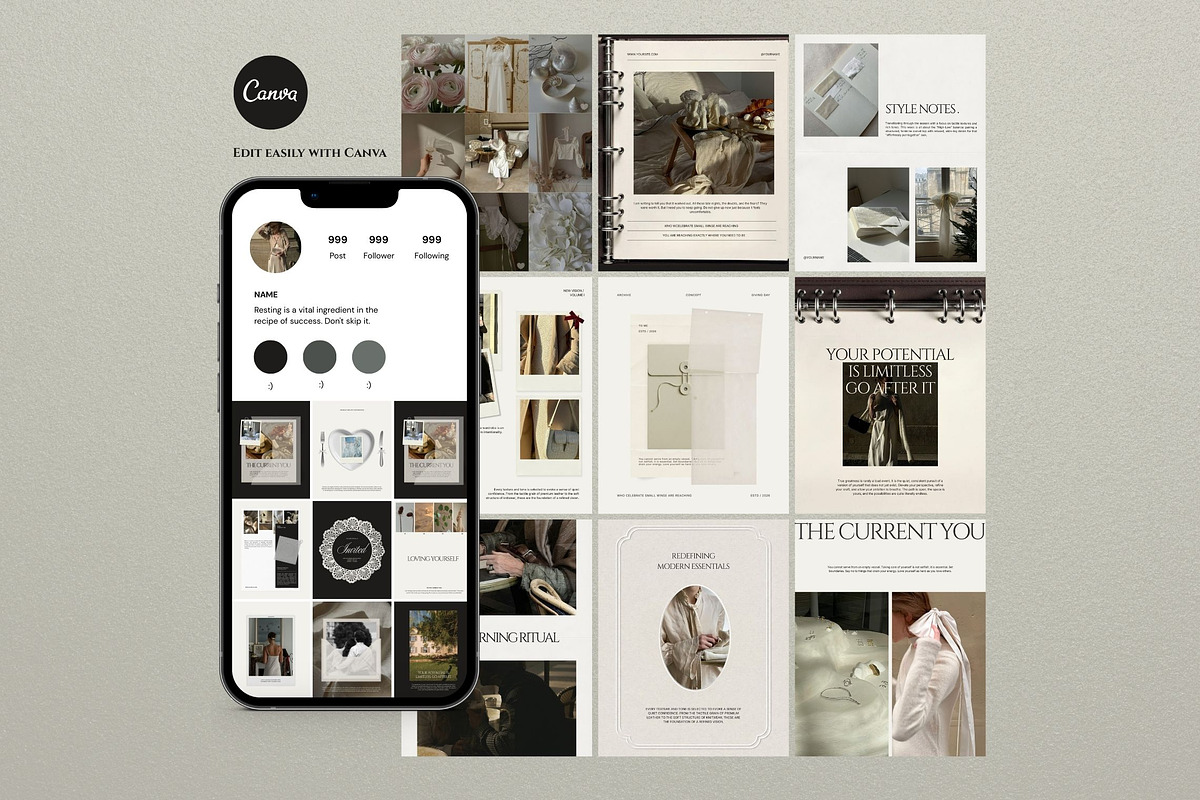 Quiet Luxury Canva Brand Kit, a Social Media Template by Pani Temp. (Photo 2 of 13)