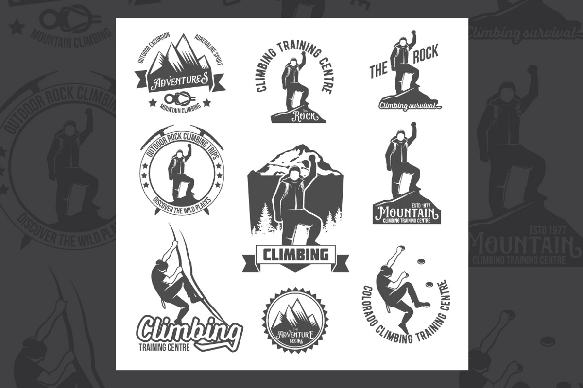 Set of climbing badges and logos, a Branding & Logo Template by Alex_Ivanov