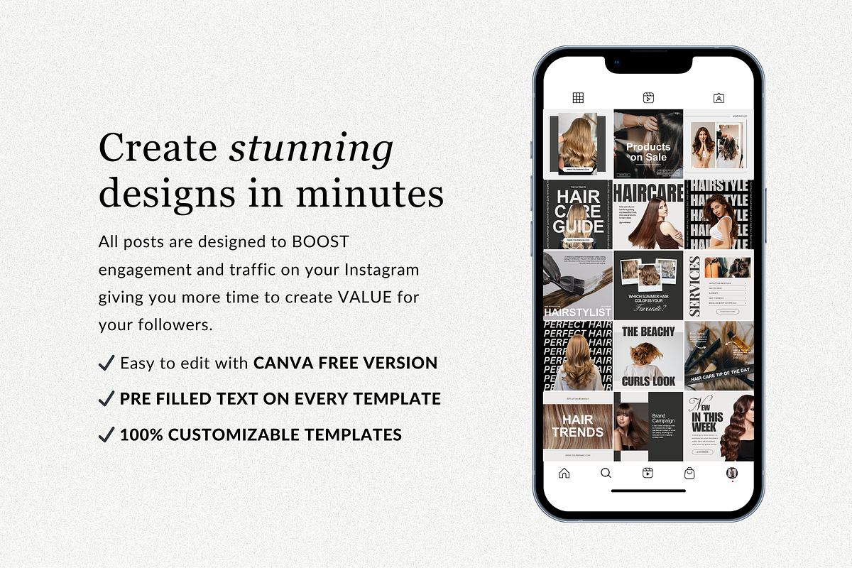 120 Hairstylist Instagram Templates, a Social Media Template by TheBohoFactory (Photo 6 of 10)