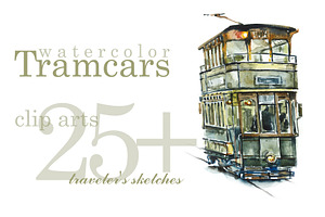 Watercolor Tramcars