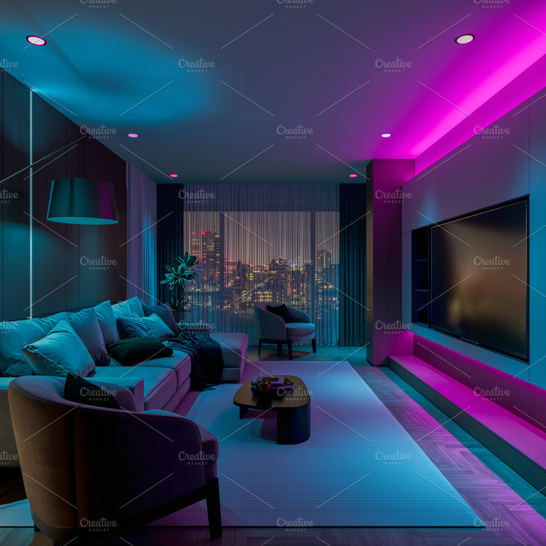 The living room with vibrant colors, an Architecture Photo by Pozitivo