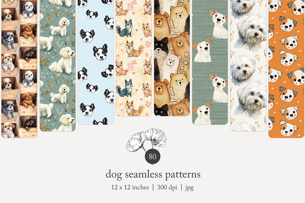 80 dog seamless pattern, a Pattern Graphic by Poppy Lane Studio (Photo 1 of 11)