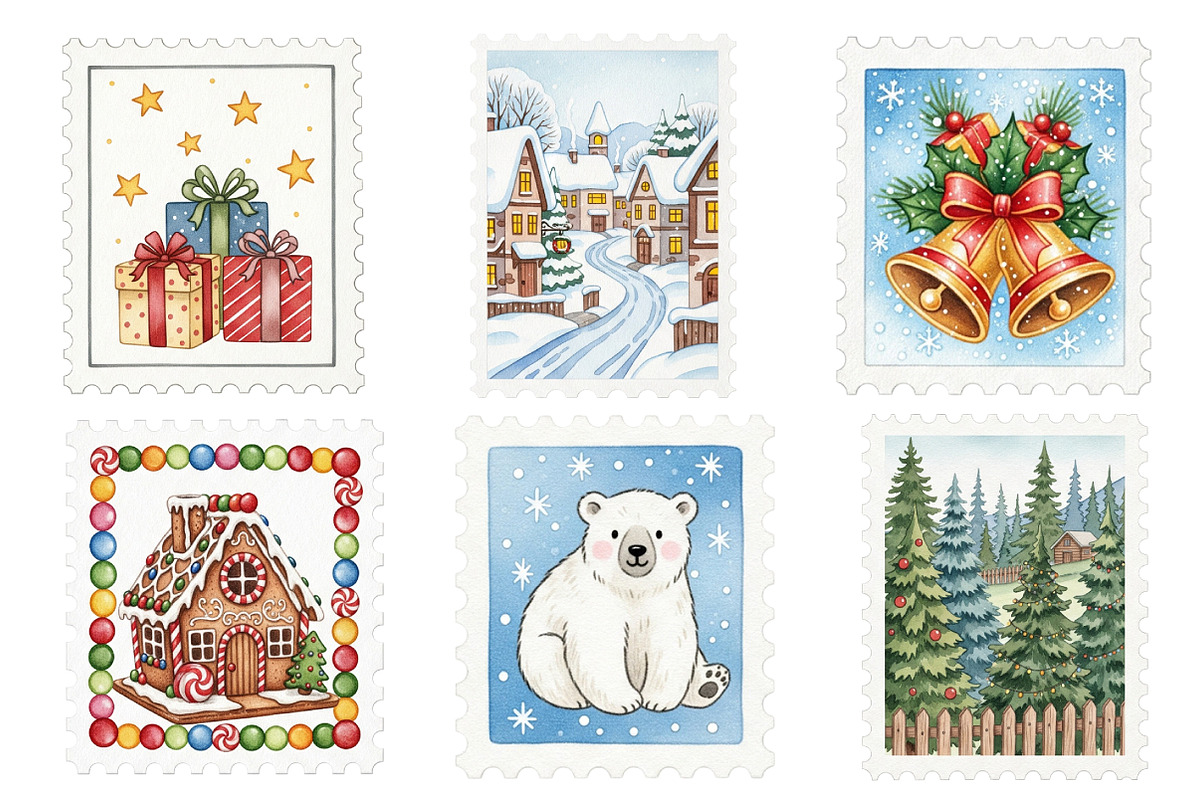 Christmas Postage Stamps, an Illustration by Daily.Designs (Photo 3 of 9)