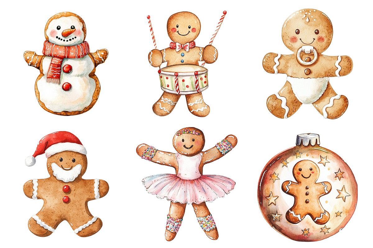 Cute Christmas Gingerbread Man Clipa, an Illustration by Daily.Designs (Photo 5 of 5)