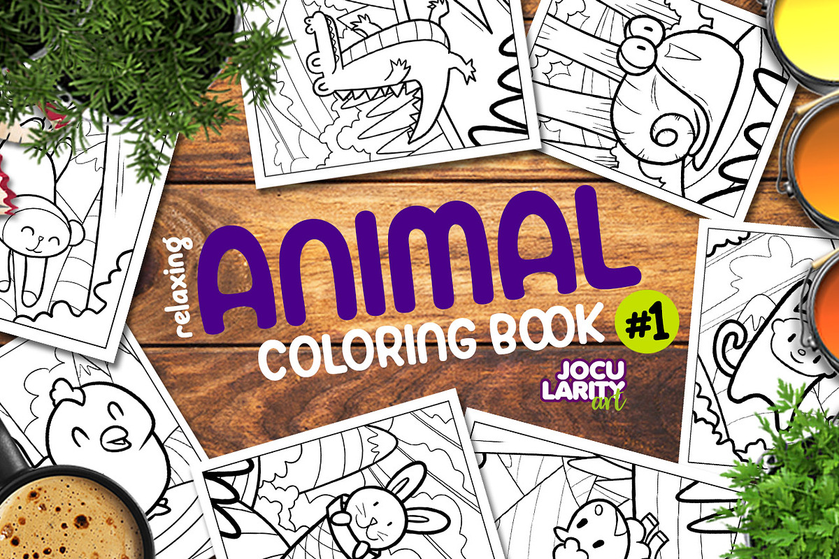 Relaxing Animal Coloring Book #1, an Illustration by Jocularity Art (Photo 1 of 2)