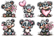 Quirky Valentine's Day Panda Clipart, an Illustration by Craft Nest (Thumbnail 7 of 9)