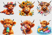 Highland Cow Summer Watercolor Clipa, an Illustration by Black Bird Studio (Thumbnail 4 of 4)
