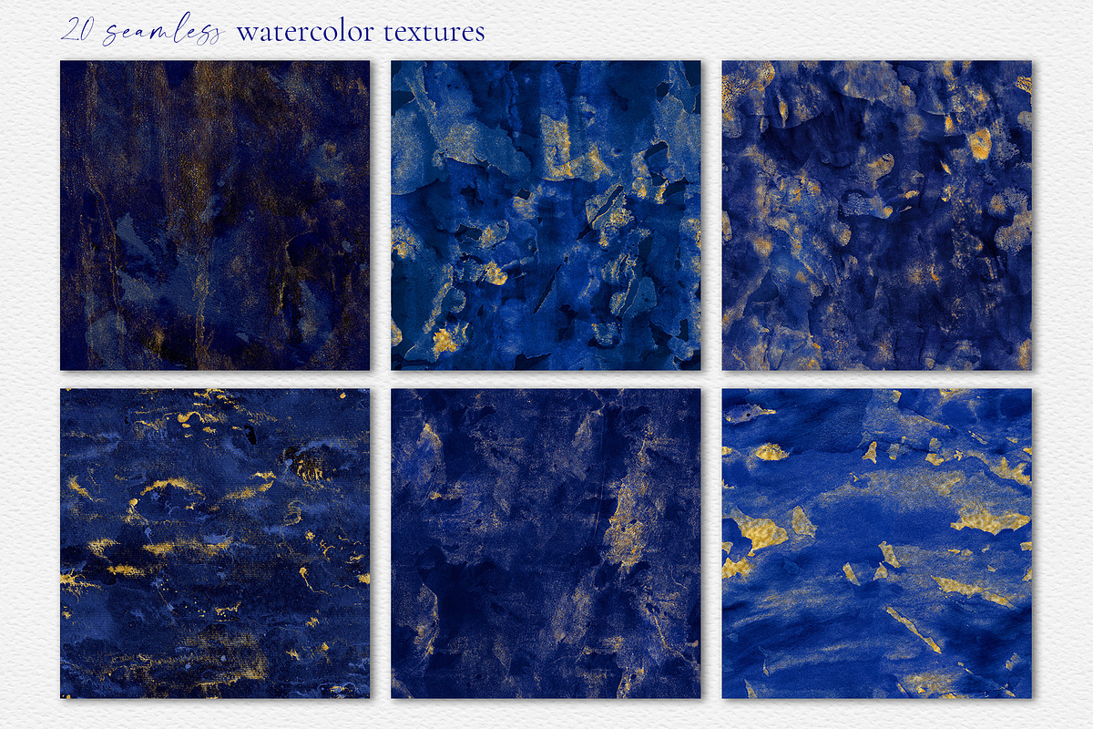 Blue Seamless Watercolor Textures, a Texture Graphic by CatJello Graphics (Photo 13 of 24)