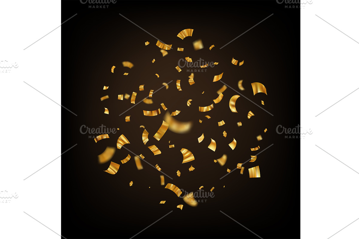 Golden confetti. Explosion of gold, an Object Illustration by Quarta