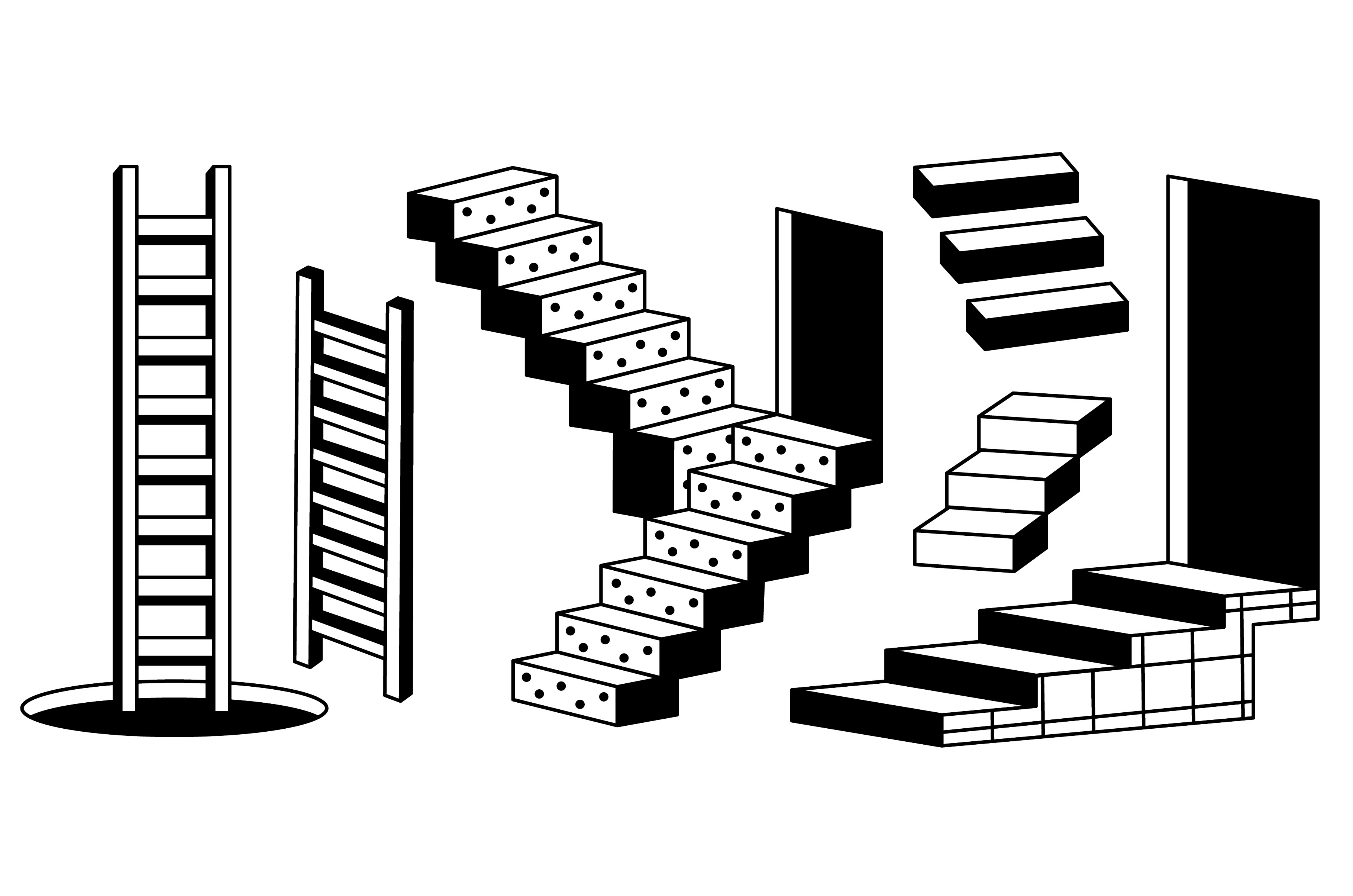 Retro ladder collection with black, an Illustration by art PVP - market
