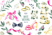 Watercolor white wedding clipart, a Decorative Illustration by NataliMiasStore (Thumbnail 1 of 6)