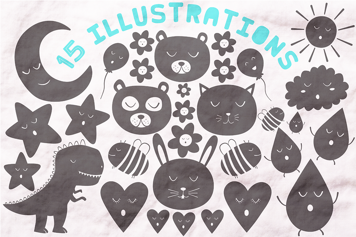 Bear cub Scandinavian kids font+MORE preview 4