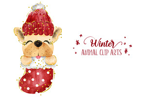 Winter Christmas Animal Cliparts