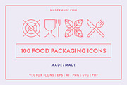 Food Packaging Line Icons, an Outline Icon by Made by Made (Thumbnail 1 of 8)