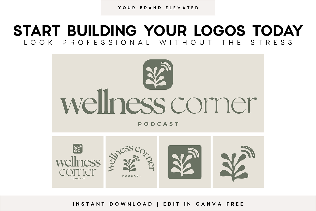 Podcast Logo Kit Canva Template, a Branding & Logo Template by BrandhavenStudio (Photo 11 of 11)
