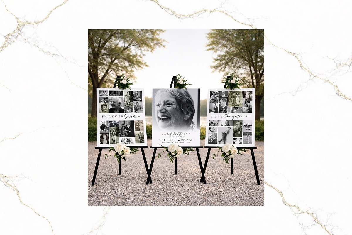 3 Panel Funeral Collage Canva FR006, a Poster Template by TyphoonStudio (Photo 7 of 9)