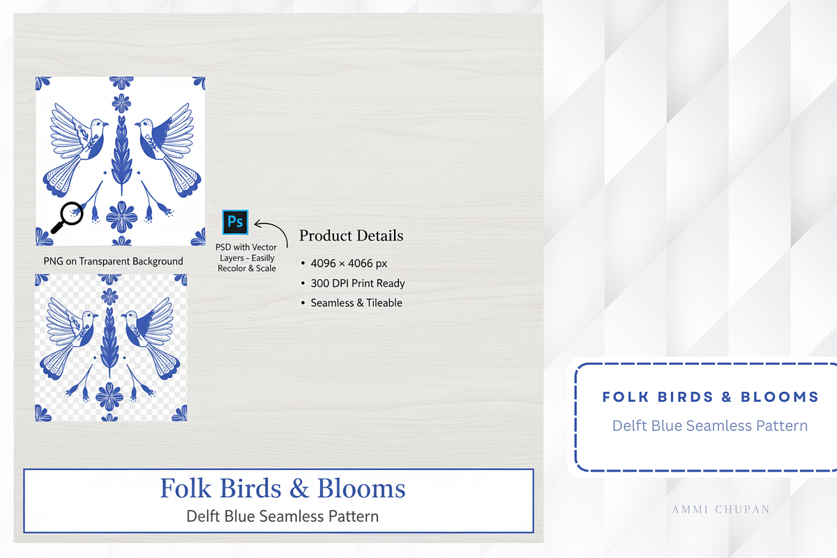 Folk Birds & Blooms, a Pattern Graphic by AMMi (Photo 4 of 4)