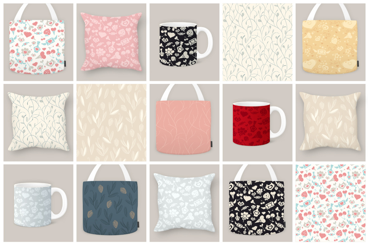 Seamless Valentine Patterns Set preview 3