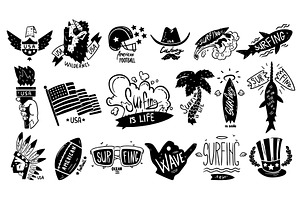 USA Logo Badges and Black Emblems, an Object Illustration by TopVectors