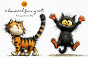 Whimsical Funny Cat PNG Bundle, a Seasonal Illustration by Craft Nest (Thumbnail 1 of 6)