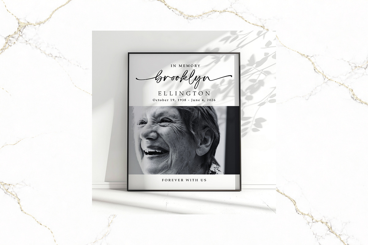 Funeral Welcome Sign B&W Canva FR004, a Poster Template by TyphoonStudio (Photo 4 of 10)