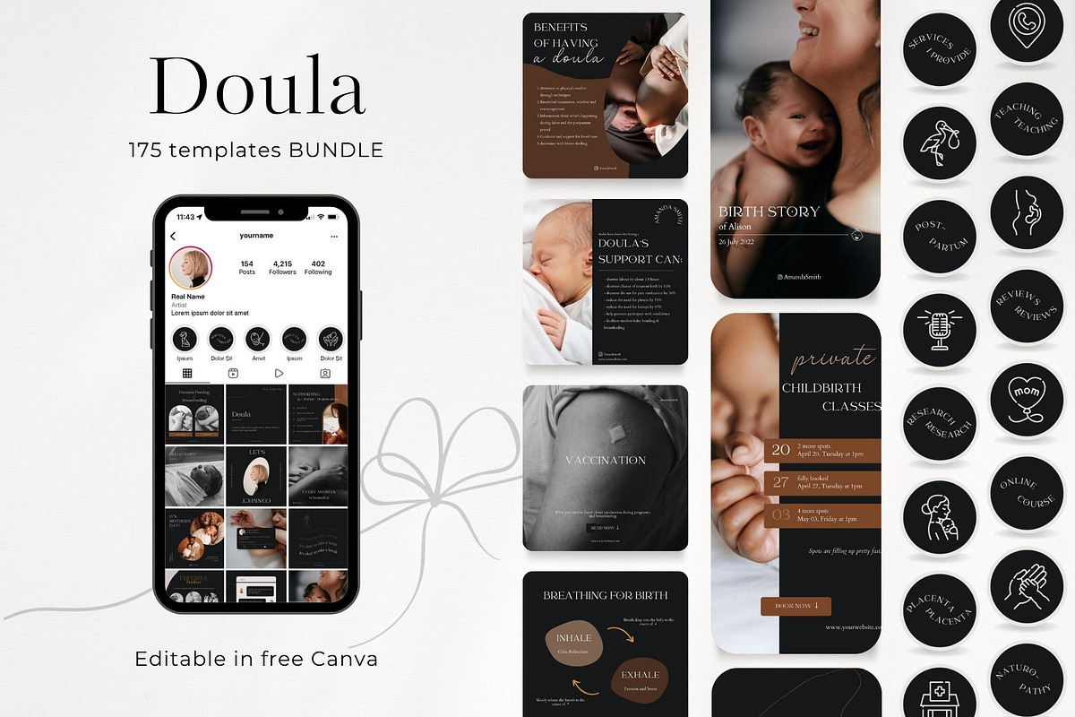 175 Doula Social Media BUNDLE, a Social Media Template by PatternLab. (Photo 1 of 9)
