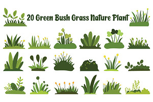 20 Green Bush Grass Nature Plant, a Decorative Illustration by jongcreative
