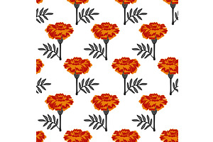 Marigold flower seamless pattern, an Object Illustration by Toltemara
