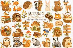Autumn Woodland Animals Fall Clipart