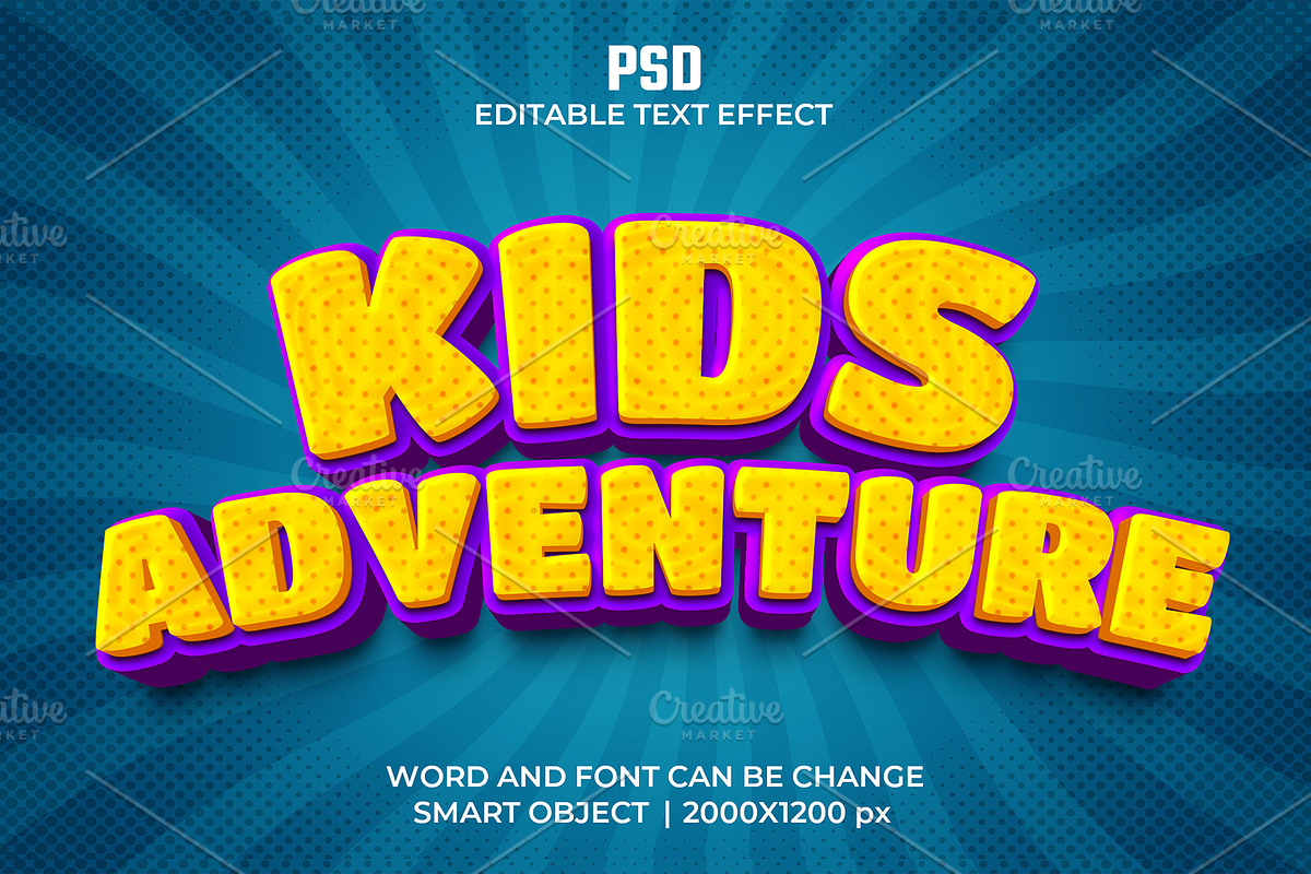 Kids Comic Style 3d Psd Text Effect, a Layer Style Add-On by bdrobin (Photo 1 of 2)