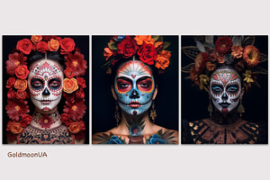3 Day of the Dead illustrations ai, a Holiday Photo by GoldmoonUA