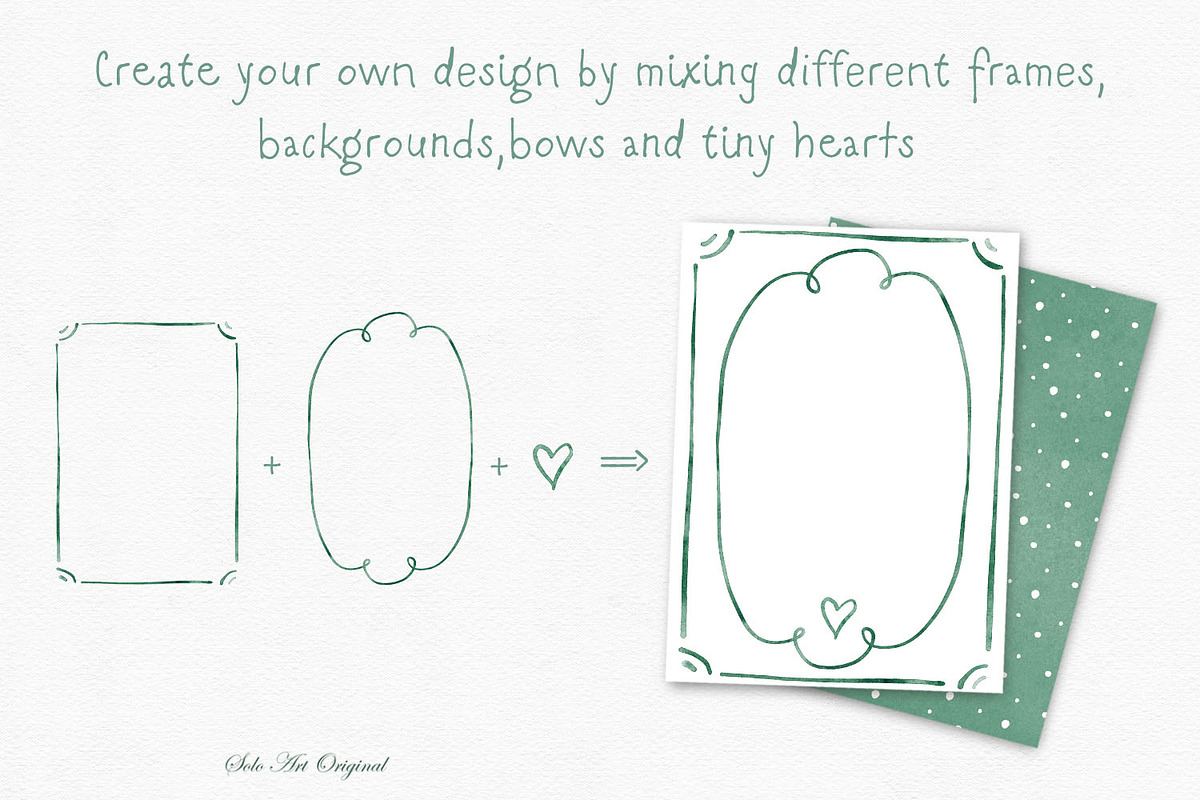 Sage Green Watercolor Bows Frames, a Background Graphic by Solo Art Original (Photo 7 of 14)