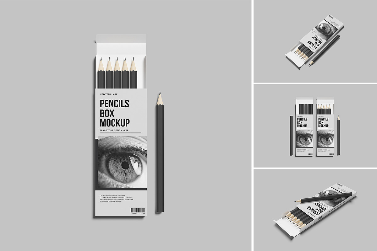 High Quality Pencils Box Mockup, a Packaging Mockup by AndikaGraphic (Photo 1 of 6)