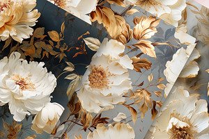 Distressed Gold Oil Painting Floral