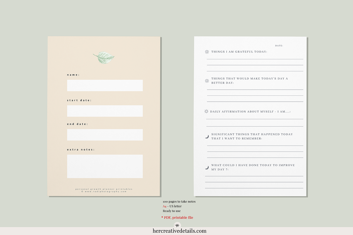 Gratitude Journal - (PINK Printable), a Brochure Template by Her creative details (Photo 3 of 5)