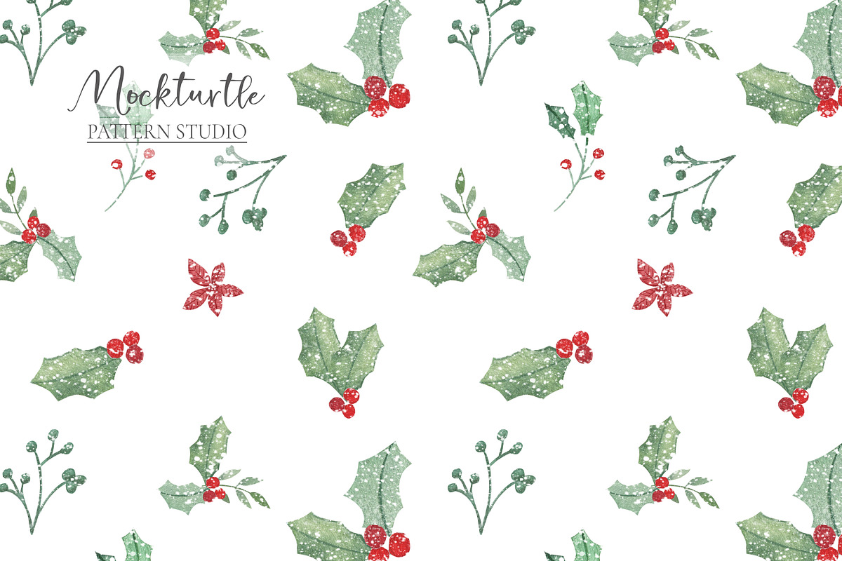 Holly Seamless Pattern, a Pattern Graphic by MockTurtleStudio (Photo 1 of 3)