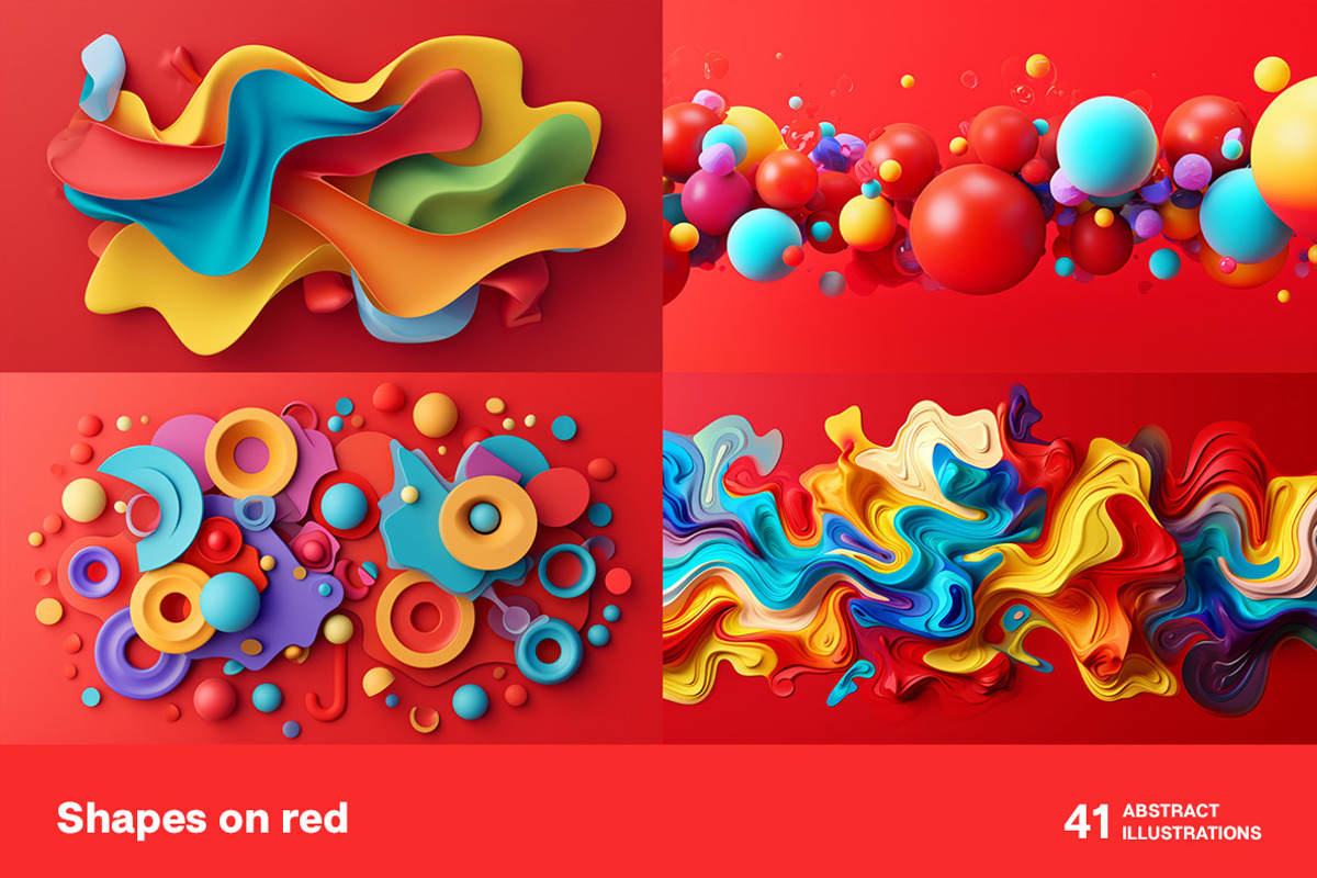 Shapes on red. 41 images, a Background Graphic by Handmadefont (Photo 10 of 11)