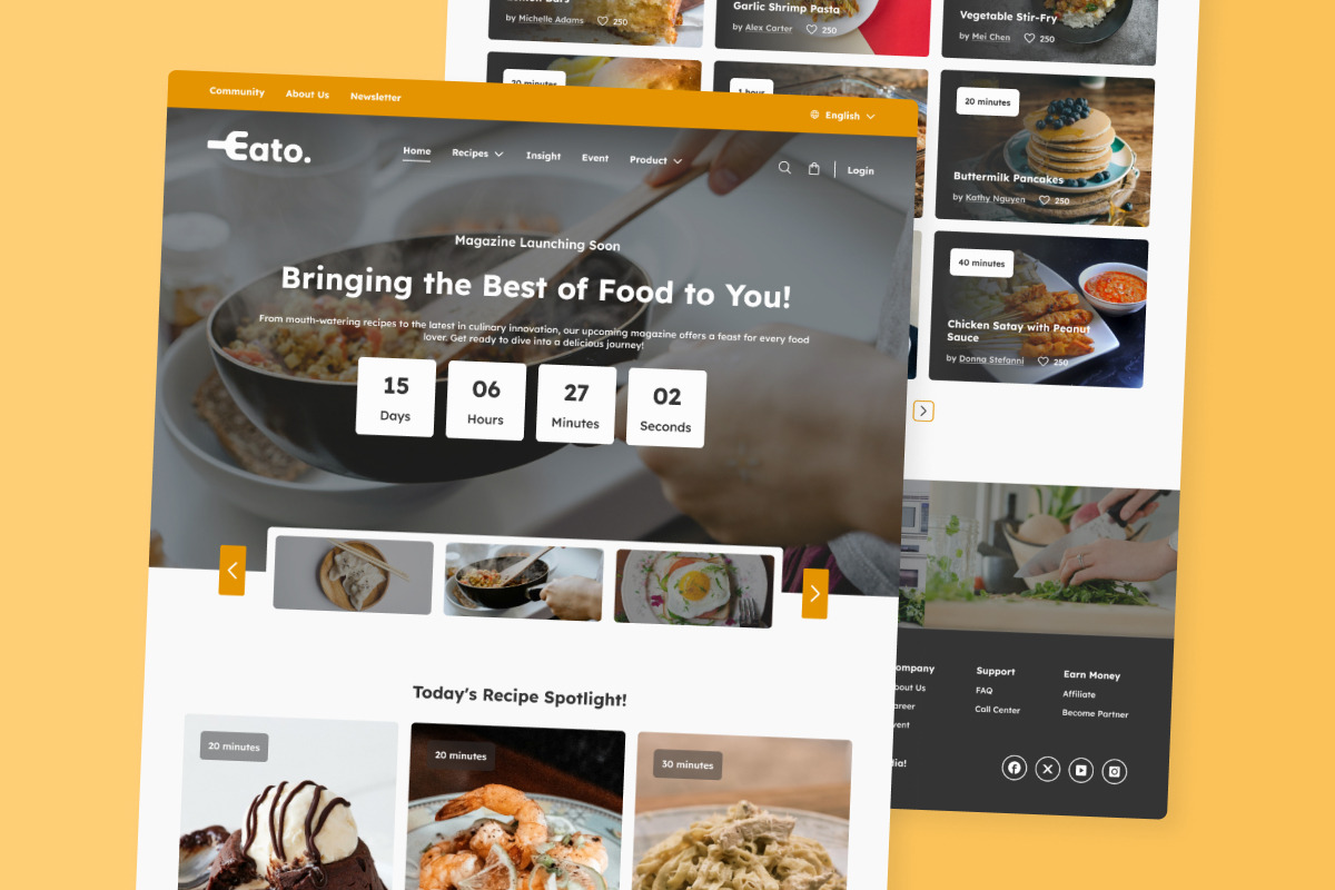 Eato - Food Recipe Landing Page V1, a Landing Page Template by twinstd (Photo 2 of 5)