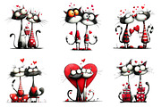 Valentine Romantic Cat Couple, an Illustration by Craft Nest (Thumbnail 4 of 9)